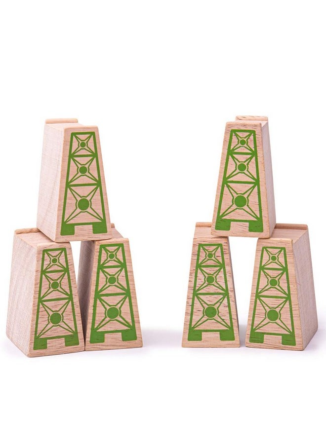 Bigjigs Rail High Level Blocks (Pack of 6) - Other Major Wooden Rail Brands are Compatible