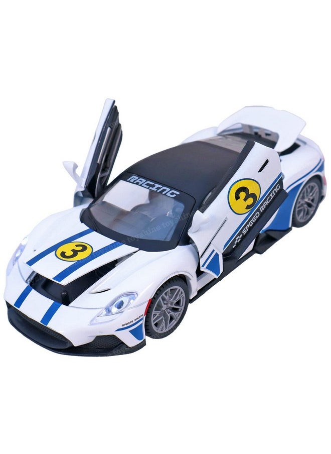 Toyshine 1:22 Sports Car Die Cast Scale Model Dsiplay Car with Opening Doors Music and Lights | Made of Metal Toy Vehicle for Kids, Adults, Collectors - White