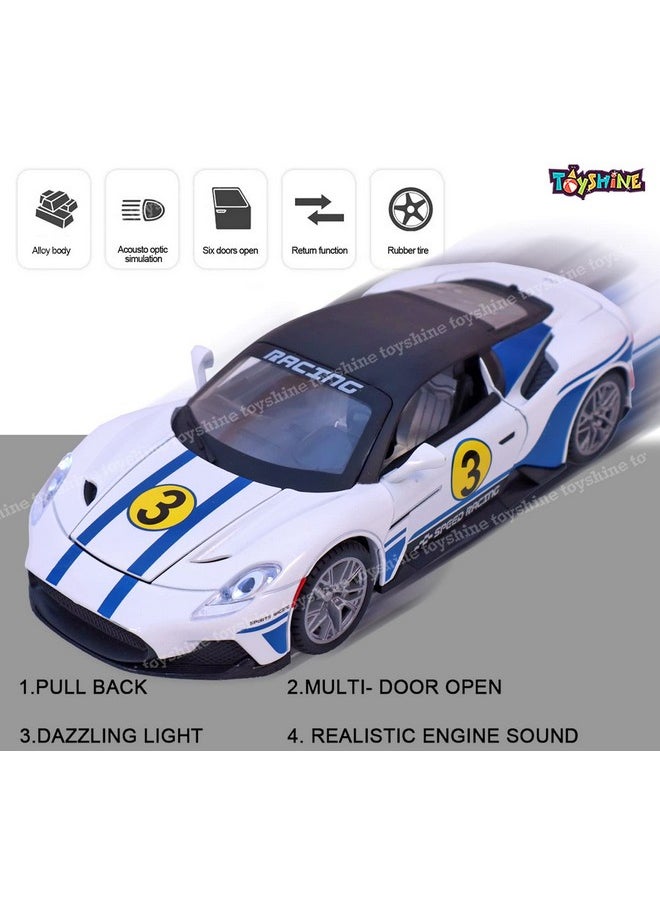 Toyshine 1:22 Sports Car Die Cast Scale Model Dsiplay Car with Opening Doors Music and Lights | Made of Metal Toy Vehicle for Kids, Adults, Collectors - White