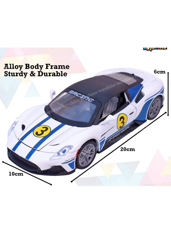 Toyshine 1:22 Sports Car Die Cast Scale Model Dsiplay Car with Opening Doors Music and Lights | Made of Metal Toy Vehicle for Kids, Adults, Collectors - White