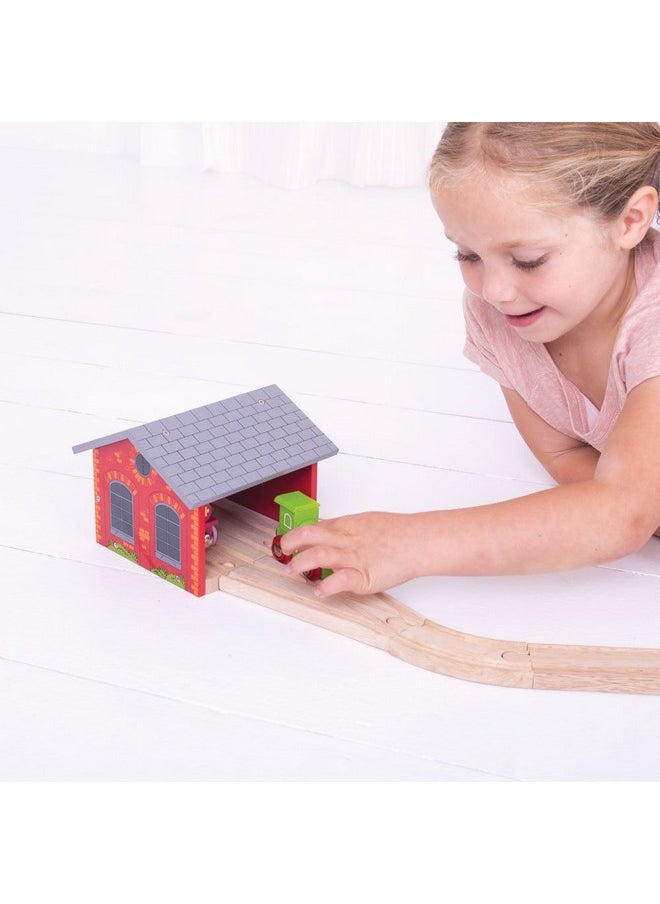 Bigjigs Rail, Double Engine Shed, Wooden Toys, Bigjigs Train Accessories, Wooden Train Shed, Train Toys, Wooden Shed, Wooden Toys for 3 4 5 Year Olds