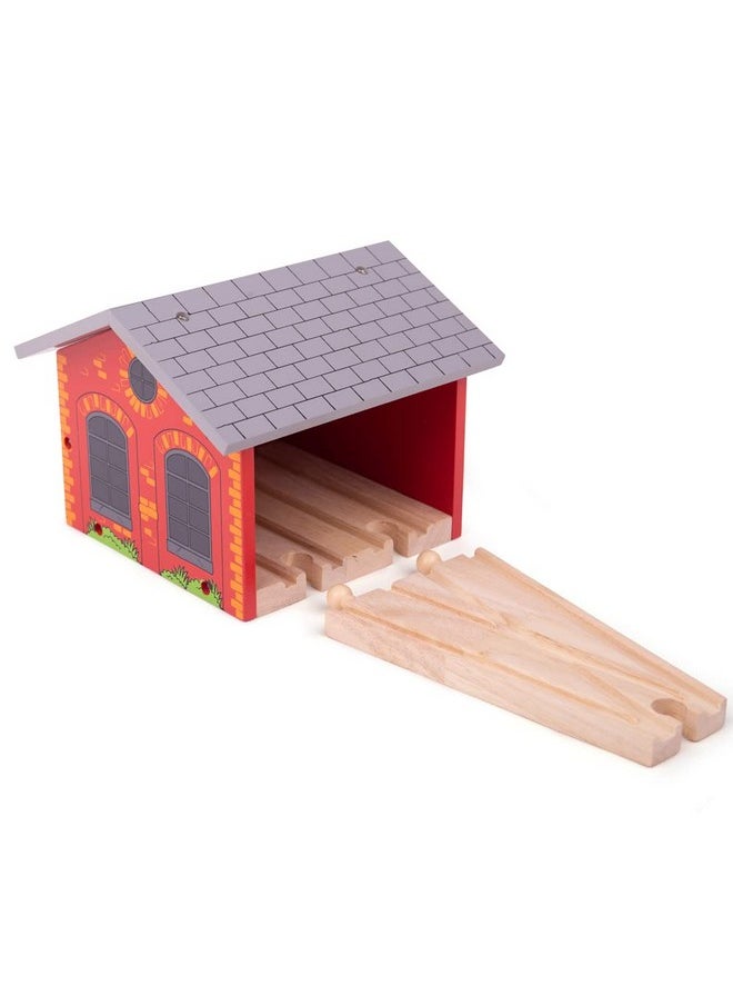 Bigjigs Rail, Double Engine Shed, Wooden Toys, Bigjigs Train Accessories, Wooden Train Shed, Train Toys, Wooden Shed, Wooden Toys for 3 4 5 Year Olds