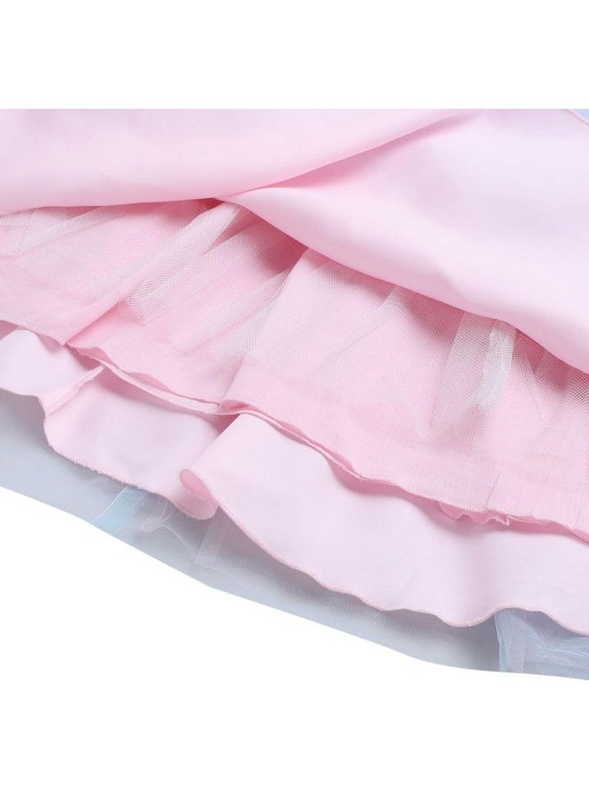 Hopscotch Girls Floral Applique Sleeveless Gown In Pink Color for Ages 6-7 Years