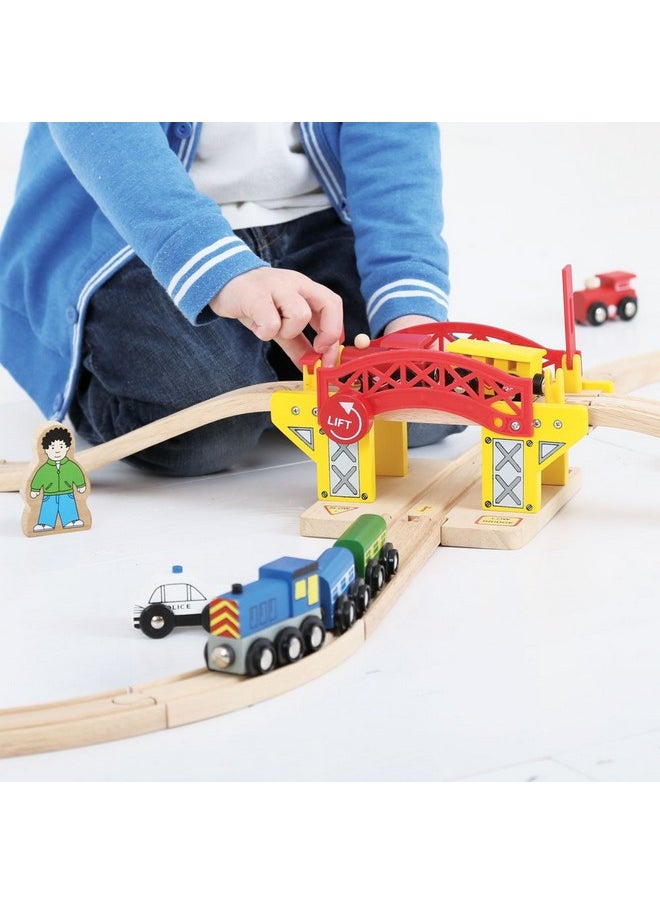Bigjigs Rail Lifting Bridge - Other Major Wooden Rail Brands are Compatible