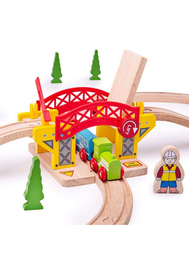 Bigjigs Rail Lifting Bridge - Other Major Wooden Rail Brands are Compatible