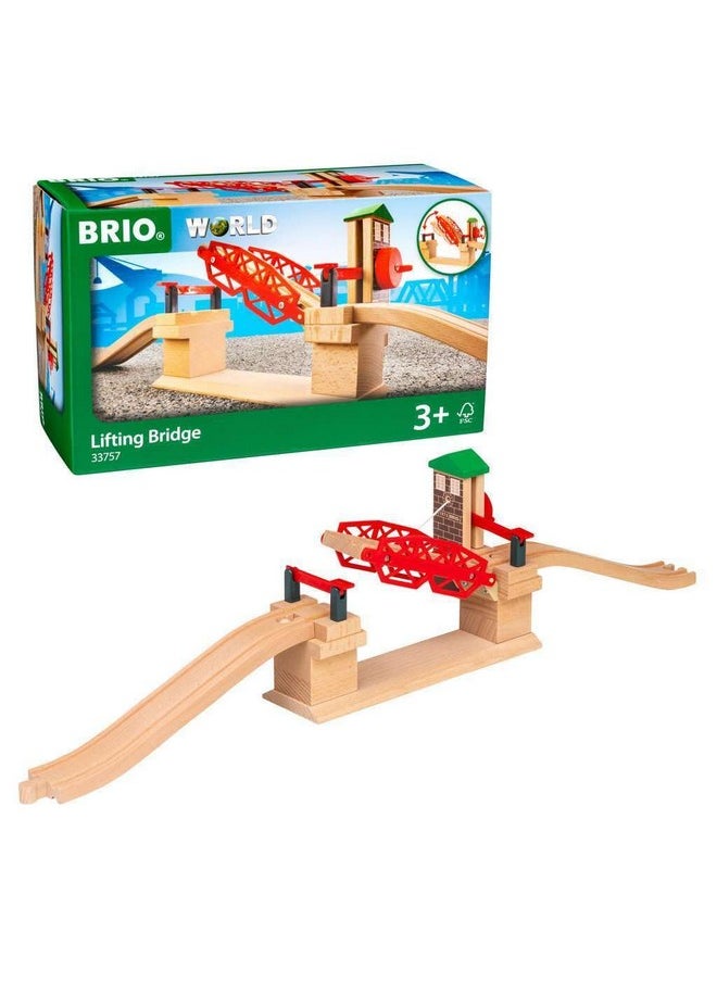 BRIO 33757 Lifting Bridge - Engaging Toy Train Accessory | Includes Wooden Track | Ideal for Kids Age 3 and Up | FSC Certified Wood - Red