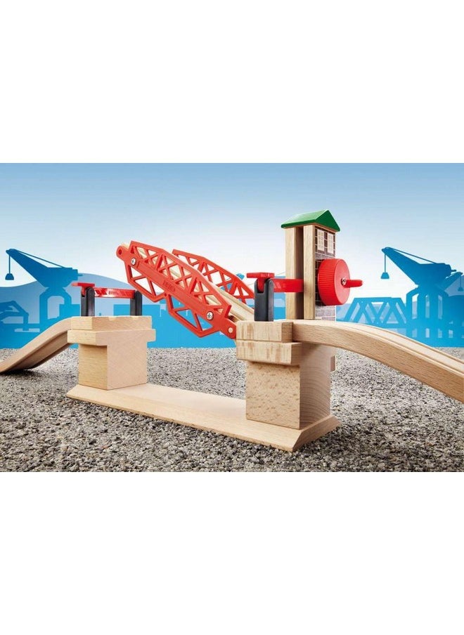 BRIO 33757 Lifting Bridge - Engaging Toy Train Accessory | Includes Wooden Track | Ideal for Kids Age 3 and Up | FSC Certified Wood - Red