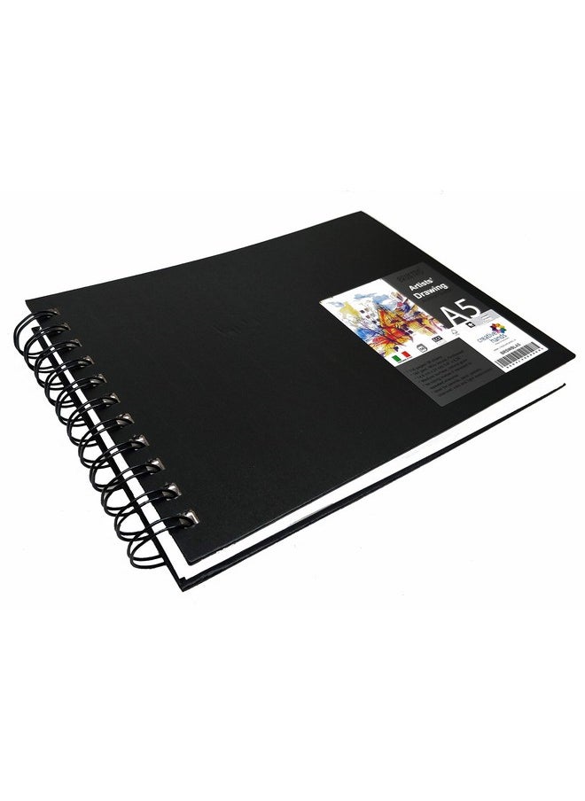 Brustro Artists Sketch Book Wiro Bound A5 Size, Landscape, 116 Pages,160 GSM (Acid Free)