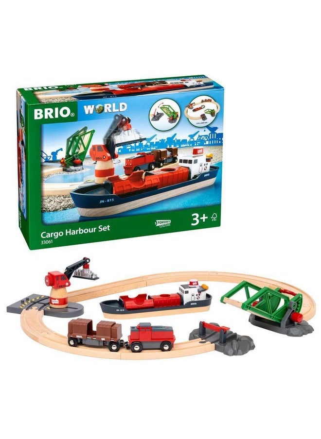 BRIO World - 33061 Cargo Harbor Set | 16-Piece Train Set with Accessories Wooden Tracks | Ideal Gift for Kids Aged 3+ | Certified Sustainable Materials