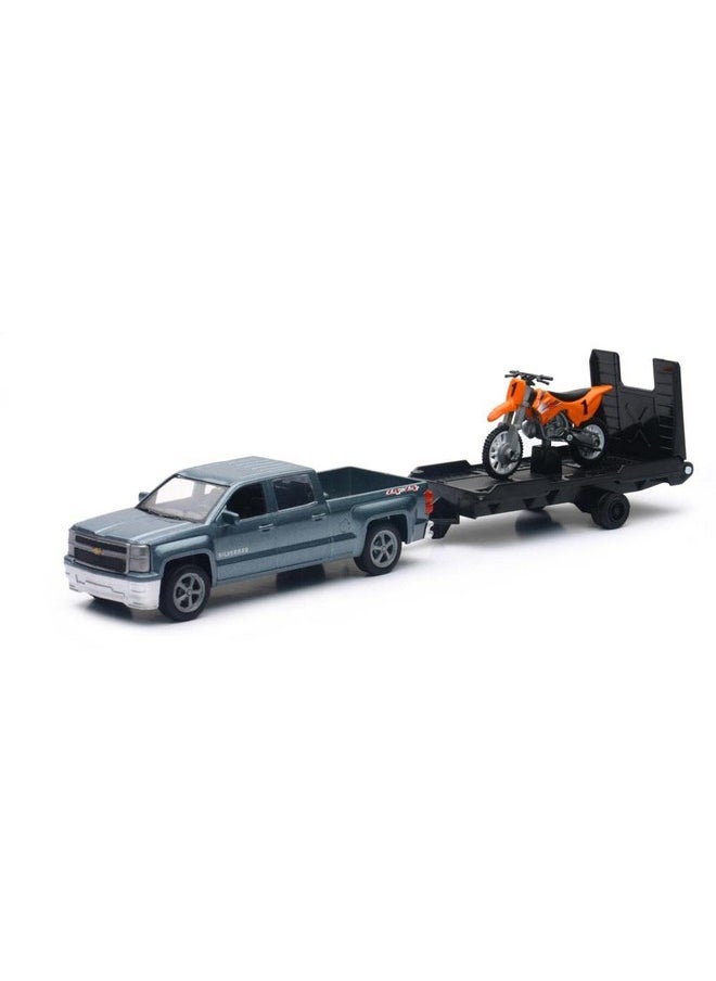 New Ray Toys 1:43 Scale Chevrolet Silverado Pick Up W/Bike or ATV - Assorted Style And Colors
