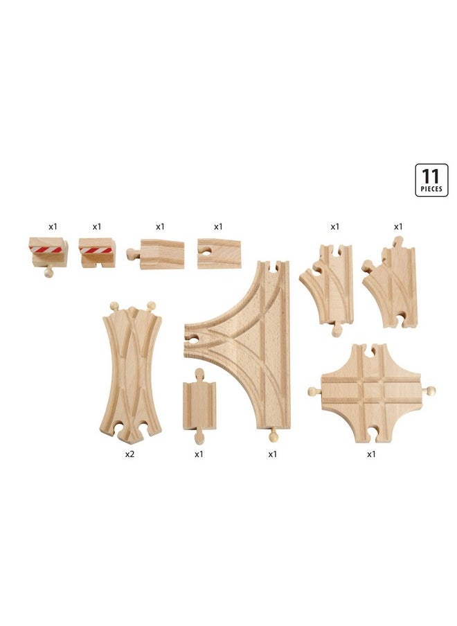 BRIO World 33307 - Advanced Expansion Pack - 11 Piece Set of Wooden Train Tracks for Kids | Train Set Expansion | Fun Learning Toy | Compatible with All Railway Toys | FSC Certified