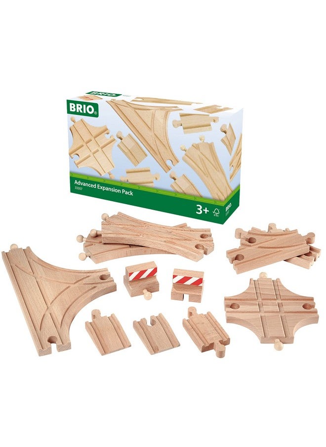 BRIO World 33307 - Advanced Expansion Pack - 11 Piece Set of Wooden Train Tracks for Kids | Train Set Expansion | Fun Learning Toy | Compatible with All Railway Toys | FSC Certified