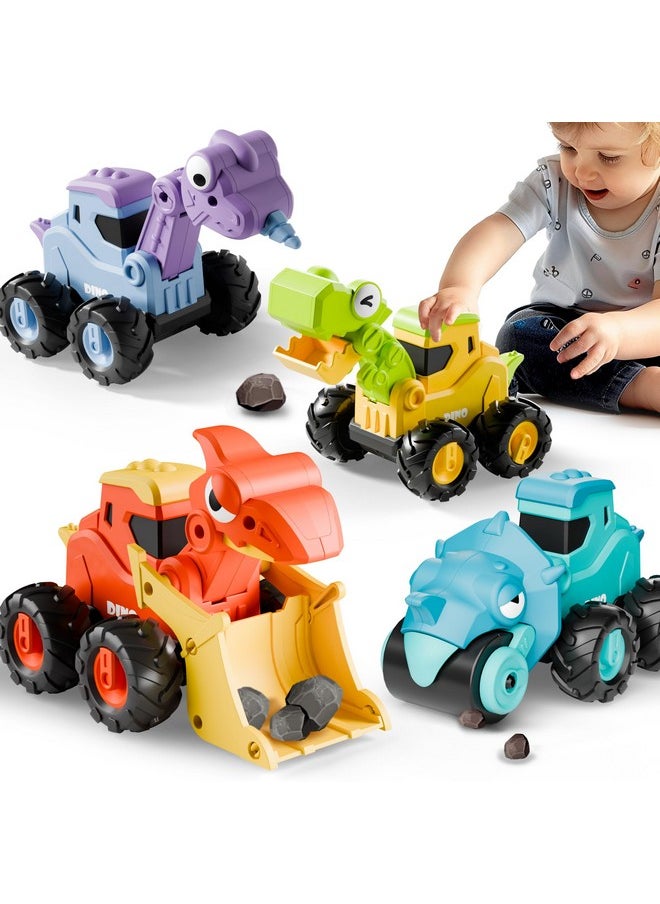iPlay, iLearn Dinosaur Truck Toys for Toddlers, Boys Dino Press Go Racing Cars, Kids Construction Sandbox Vehicles Playset, Baby Push Go Friction Car Set, Birthday Gift for 18 Months 2 3 4 5 Years Old