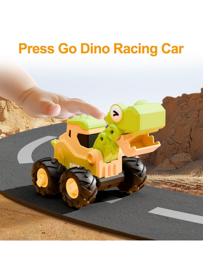 iPlay, iLearn Dinosaur Truck Toys for Toddlers, Boys Dino Press Go Racing Cars, Kids Construction Sandbox Vehicles Playset, Baby Push Go Friction Car Set, Birthday Gift for 18 Months 2 3 4 5 Years Old