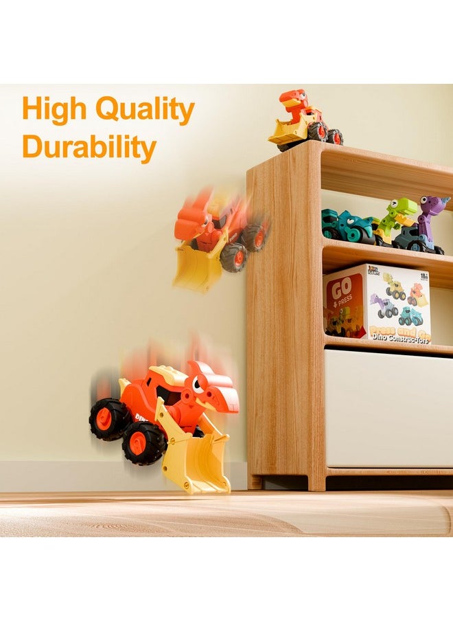 iPlay, iLearn Dinosaur Truck Toys for Toddlers, Boys Dino Press Go Racing Cars, Kids Construction Sandbox Vehicles Playset, Baby Push Go Friction Car Set, Birthday Gift for 18 Months 2 3 4 5 Years Old