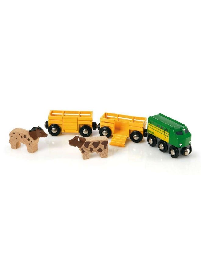 BRIO World 33404 - Farm Train | 5-Piece Wooden Toy Train Set for Kids | Ideal for Ages 3 & Up | Certified Sustainable Materials