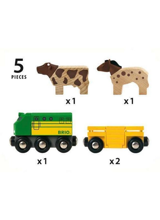 BRIO World 33404 - Farm Train | 5-Piece Wooden Toy Train Set for Kids | Ideal for Ages 3 & Up | Certified Sustainable Materials