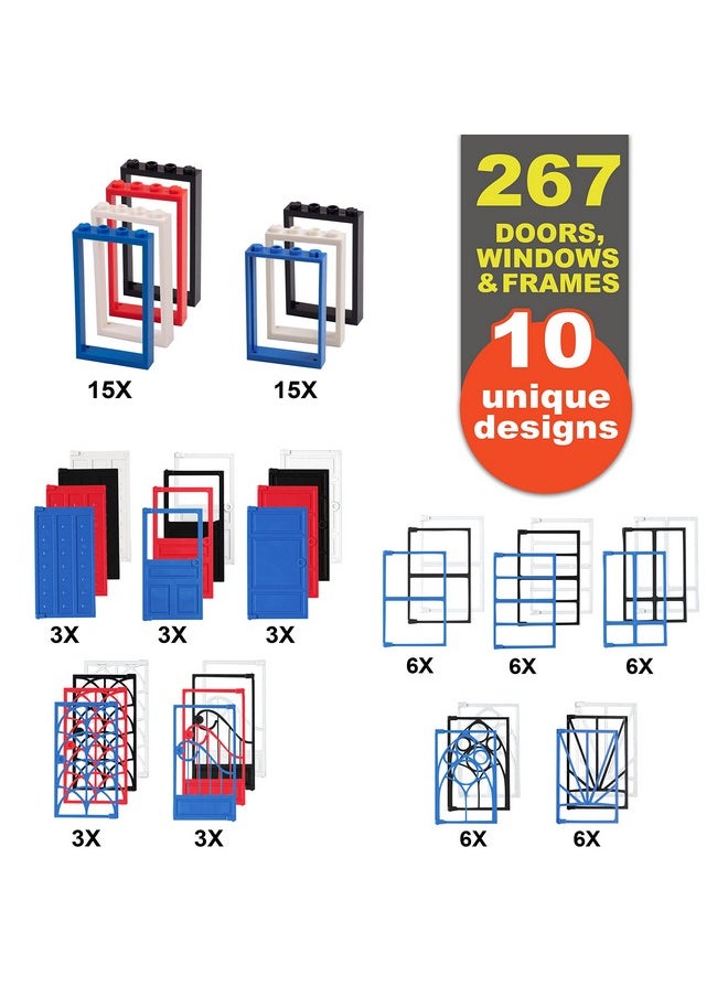 SCS Direct Windows, Doors, and Roof Bricks Set for Modular House Building - Includes Over 500 Pieces of Unique Doors and Windows - Tight Fit with All Major Brands