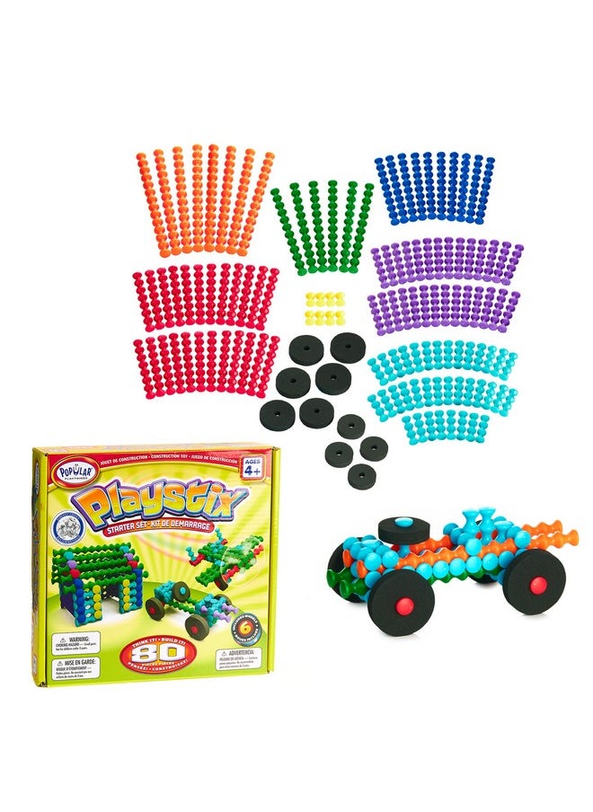POPULAR PLAYTHINGS Playstix Starter Set Construction Toy Building Blocks 80 Piece Kit