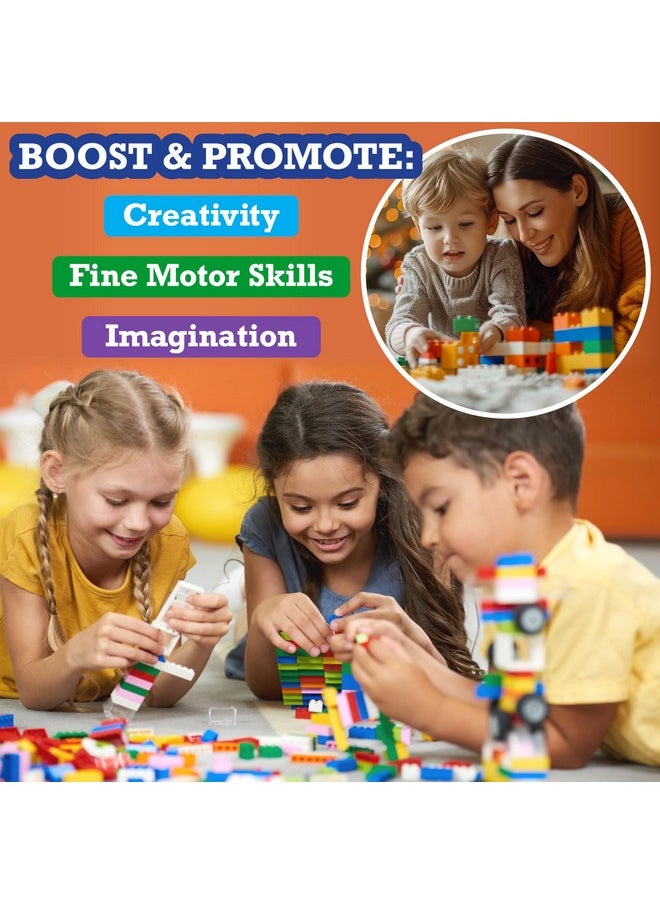 SCS Direct Building Block Friends Pastel Bricks- 500 Pcs Bulk Set-10 Colors with 27 Roof Pieces - Compatible & Tight Fit with All Major Brands- Great for Activity Tables & School Projects, Xmas Gift