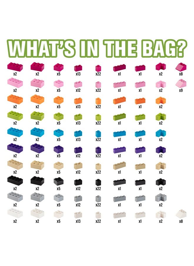 SCS Direct Building Block Friends Pastel Bricks- 500 Pcs Bulk Set-10 Colors with 27 Roof Pieces - Compatible & Tight Fit with All Major Brands- Great for Activity Tables & School Projects, Xmas Gift