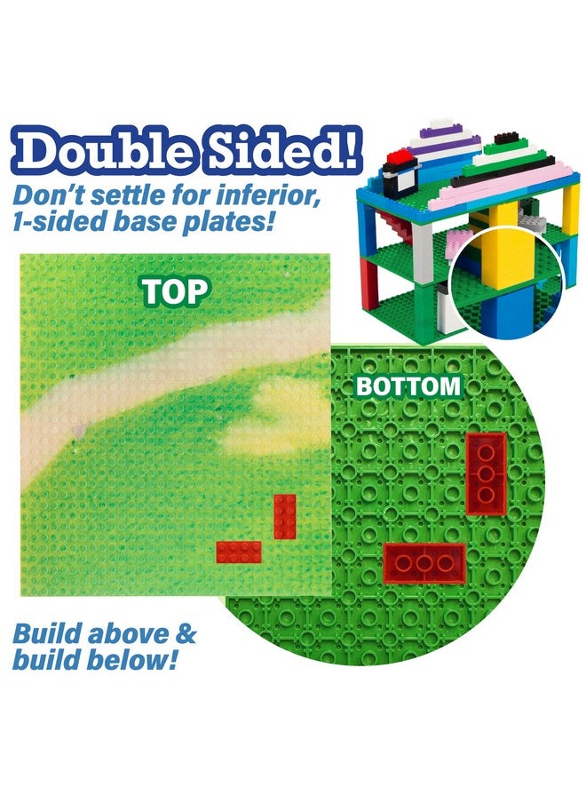 SCS Direct Brick Building Blocks 10x10 Large Grassy Field Baseplates, 2 Pack, Dual Connectivity Connects Blocks on Both Top & Bottom Sides, Tight Fit w All Brands, Great for Kids Play Table, Xmas Gift