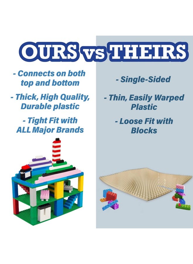 SCS Direct Brick Building Blocks 10x10 Large Grassy Field Baseplates, 2 Pack, Dual Connectivity Connects Blocks on Both Top & Bottom Sides, Tight Fit w All Brands, Great for Kids Play Table, Xmas Gift