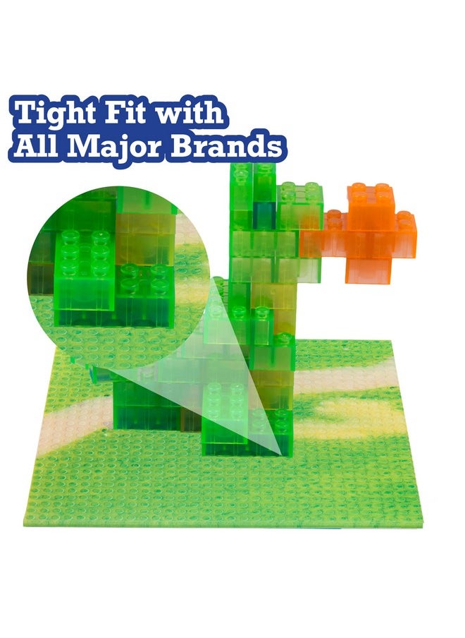 SCS Direct Brick Building Blocks 10x10 Large Grassy Field Baseplates, 2 Pack, Dual Connectivity Connects Blocks on Both Top & Bottom Sides, Tight Fit w All Brands, Great for Kids Play Table, Xmas Gift