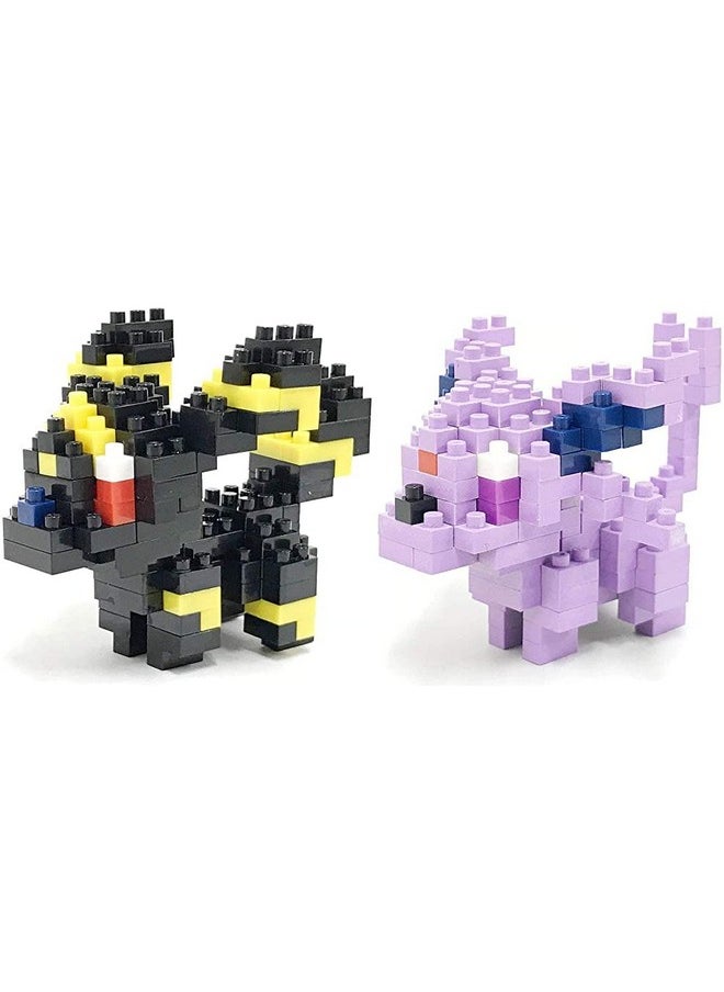 Nanoblocks - 2 Set Bundle - Espeon and Umbreon (Eifie and Blacky in Japan) - Adjustable Pokemon Characters (Japan Import)