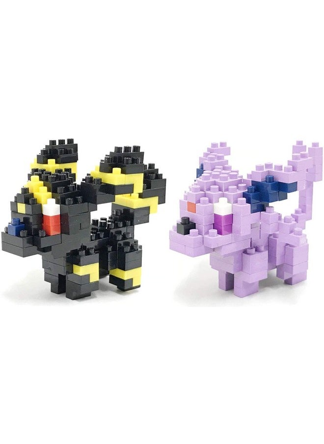 Nanoblocks - 2 Set Bundle - Espeon and Umbreon (Eifie and Blacky in Japan) - Adjustable Pokemon Characters (Japan Import)