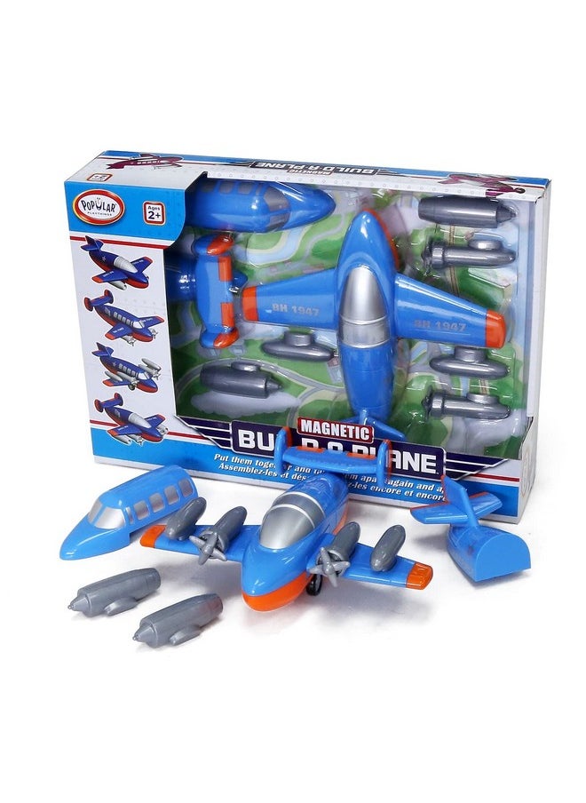 Magnetic Build-a-Plane Magnetic Toy Play Set, 12 Pieces, Colors May Vary,White