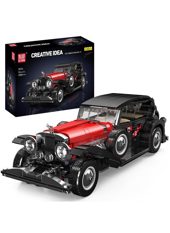 Mould King 10114 Classic Car Building Toy Set, MOC Vintage Car Model Building Block Kit, Technology Retro Car Toy for Kids Age 8+ Static Version(1,308 Pieces)