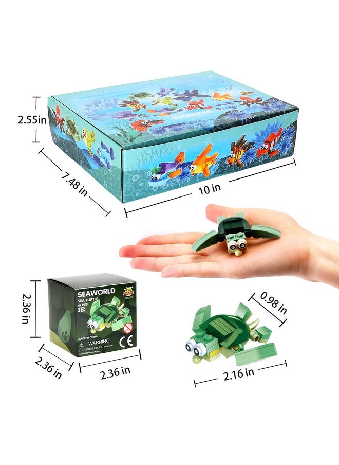 Party Favors for Kids Goodie Bags ,12PCS Mini Building Blocks Ocean Animal, Sea Creatures Building Blocks Set，Building Sets Stem Toys for Birthday Party Gift,Goodie Bags, Prize,Cake Topper