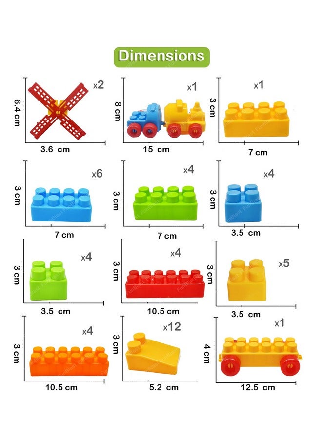 FunBlast Building Blocks for Kids - DIY Plastic Building Blocks for Kids Puzzle Games for Kids, Toys for Children Educational & Learning Toy for 3+ Years Kids, Girls & Boys (48 Pcs-Multicolor)