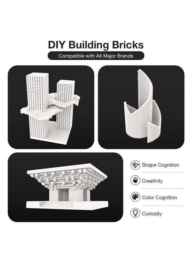 Lekebaby Building Bricks 1500 PCS Basic Building Blocks, Compatible with All Major Brands (White)