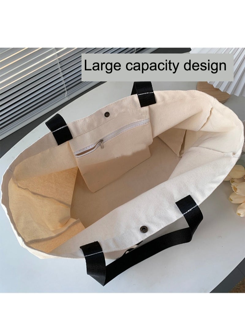 Women's Shoulder Tote Bag Canvas Handbag For Women Large Capacity Bucket Bag Fashionable Travel Messenger Shoulder Bag for Ladies Girls College Students