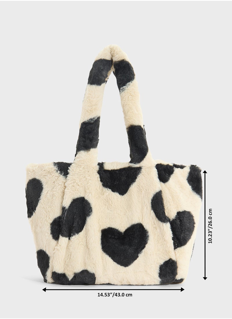Ella Heart Fluffy Tote