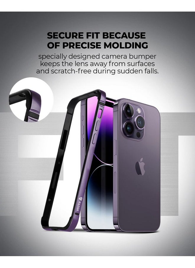 RAEGR iPhone 14 Pro Max Case | Anodized Aluminum Bumper |Supports Mag-Safe Wireless Charging |Edge Armor Protective Minimal Case Designed for iPhone 14 Pro Max (6.7-Inch) (2022) -Dark Purple RG10456