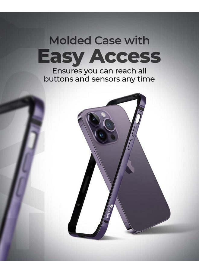 RAEGR iPhone 14 Pro Max Case | Anodized Aluminum Bumper |Supports Mag-Safe Wireless Charging |Edge Armor Protective Minimal Case Designed for iPhone 14 Pro Max (6.7-Inch) (2022) -Dark Purple RG10456