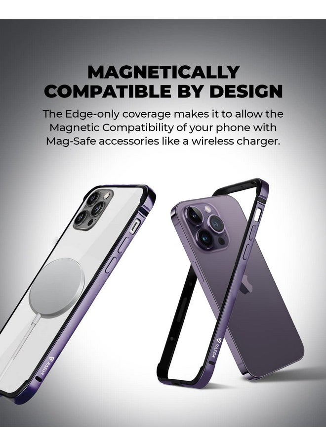 RAEGR iPhone 14 Pro Max Case | Anodized Aluminum Bumper |Supports Mag-Safe Wireless Charging |Edge Armor Protective Minimal Case Designed for iPhone 14 Pro Max (6.7-Inch) (2022) -Dark Purple RG10456