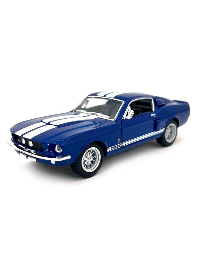 KiNSMART 1967 Ford Shelby Mustang GT500 Blue 1:38 Scale 5 Inch Die Cast Model Toy Race Car w/Pullback Action