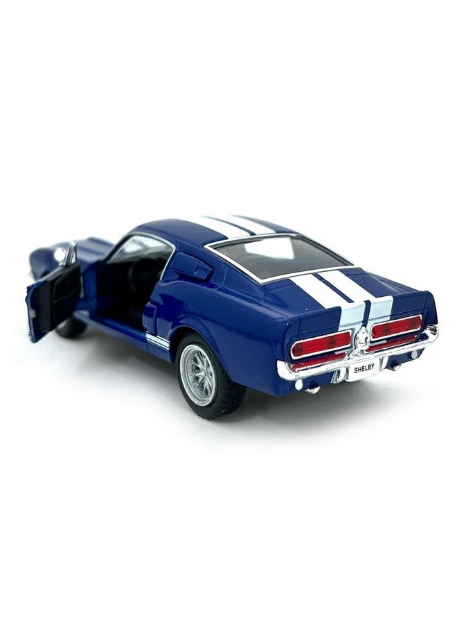 KiNSMART 1967 Ford Shelby Mustang GT500 Blue 1:38 Scale 5 Inch Die Cast Model Toy Race Car w/Pullback Action