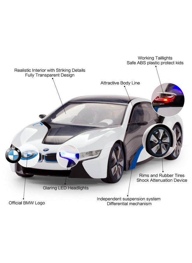 RASTAR BMW Toy Car, 1:14 BMW i8 Remote Control Car | BMW RC Car, Fully Transparent/Interior Light