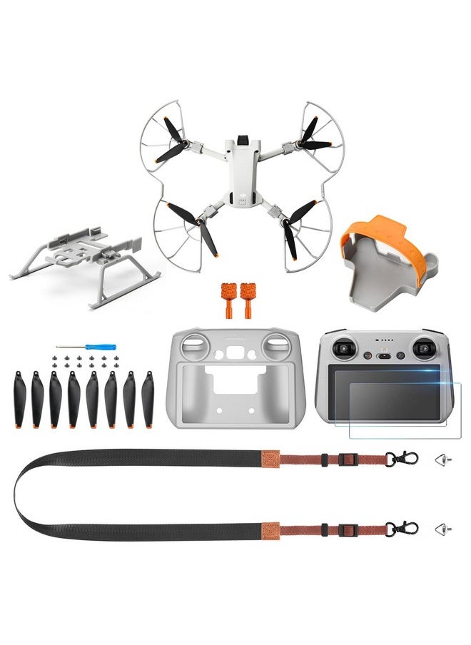 Mini 3 Pro/Mini 3 Accessories Bundle 8 in 1 Accessories kit, Propeller Holder Strap,Propeller Guard,Joysticks,HD Glass Protector,Lanyard Neck Strap,Landing Gear,Silicone Protection Cover,Propellers