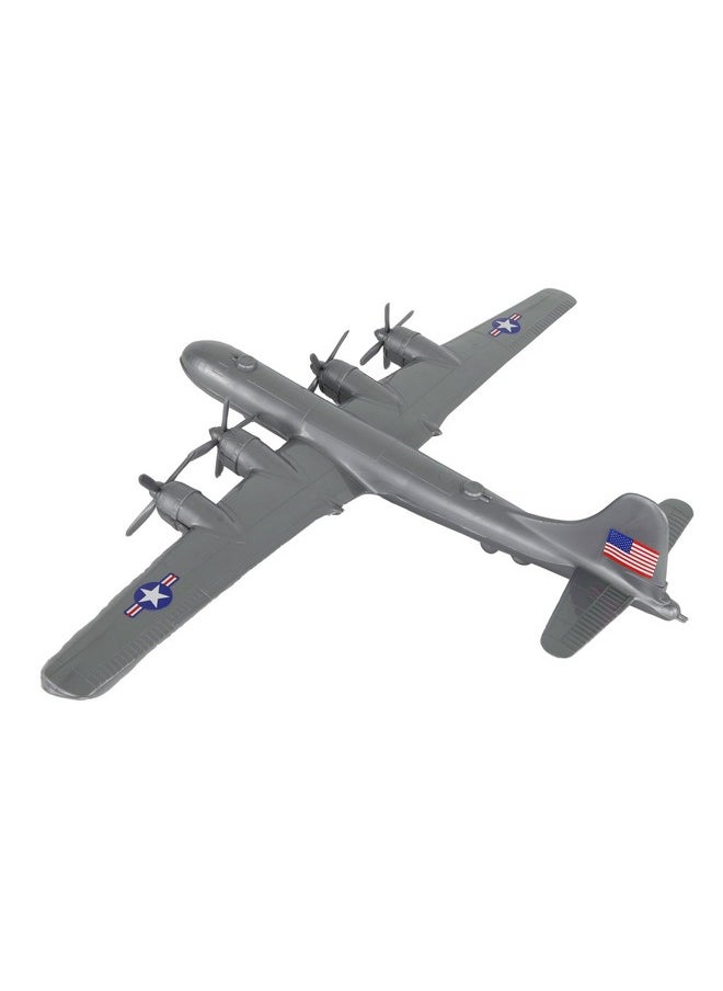 TimMee WW2 B-29 Superfortress Bomber Plane - Silver-Gray Plastic Army Men Aircraft