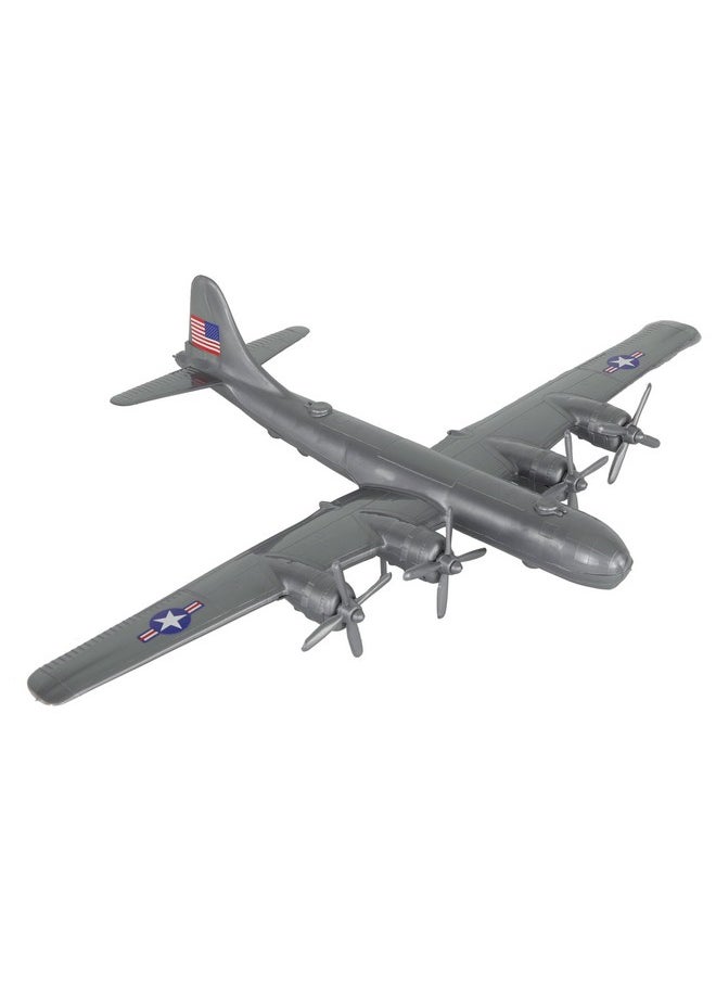 TimMee WW2 B-29 Superfortress Bomber Plane - Silver-Gray Plastic Army Men Aircraft