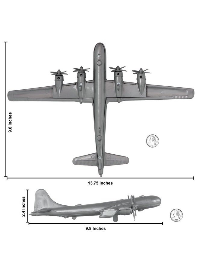 TimMee WW2 B-29 Superfortress Bomber Plane - Silver-Gray Plastic Army Men Aircraft