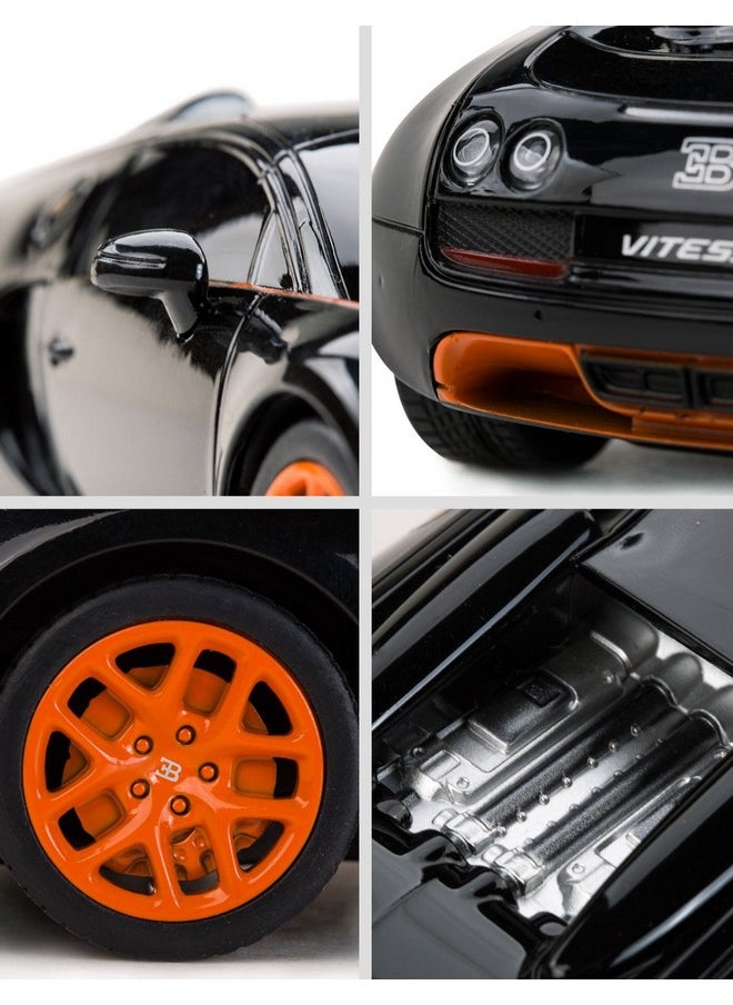 RASTAR RC Car | 1:24 Bugatti Veyron 16.4 Grand Sport Vitesse Radio Remote Control Racing Toy Car Model Vehicle, Black/Orange