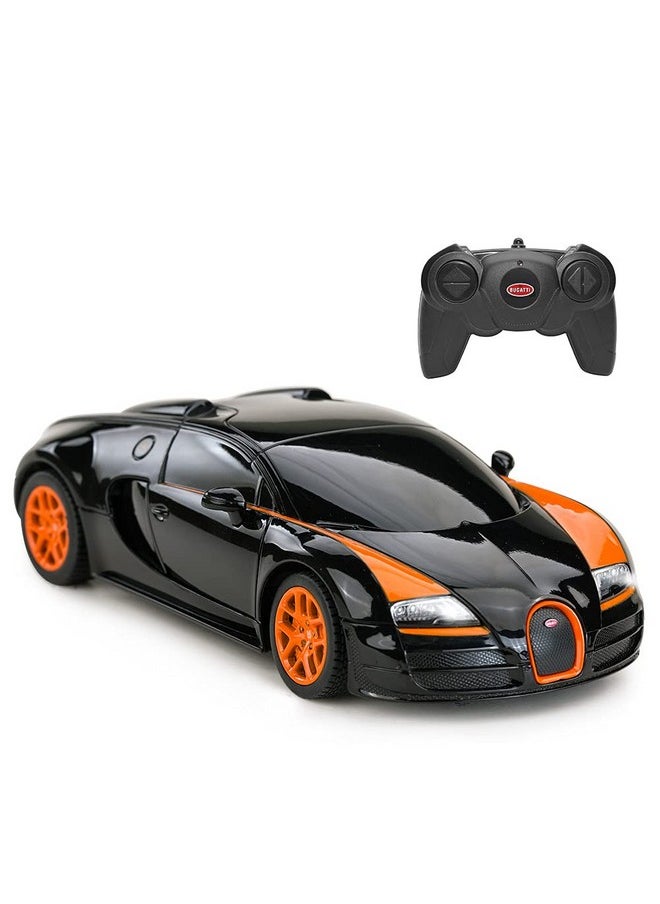 RASTAR RC Car | 1:24 Bugatti Veyron 16.4 Grand Sport Vitesse Radio Remote Control Racing Toy Car Model Vehicle, Black/Orange