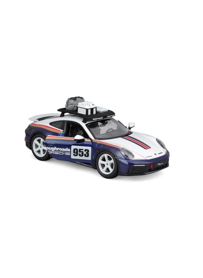 BBURAGO - 1/24 Racing - 2023 Porsche 911 Dakar - New 2024: Metal Racing Vehicle - Interior Details - Opening Doors and Hood - Scale 1/24., B18-28029